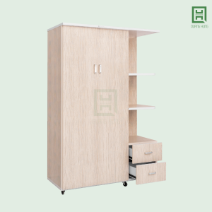 DL2CM3N2HKTT (3) Tủ Quần Áo Nhựa Đài Loan 2 Cánh Mở + 2 Hộc Kéo + Kệ Trang Trí