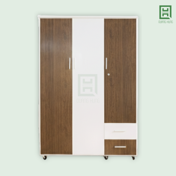 DL3CM2HP-S Tủ Quần Áo Nhựa Đài Loan 3 Cánh Mở + 2 Hộc Kéo