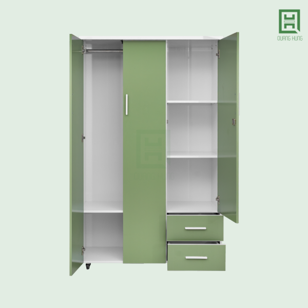 DL3CM2HP-XL (3) Tủ Quần Áo Nhựa Đài Loan 3 Cánh Mở + 2 Hộc Kéo