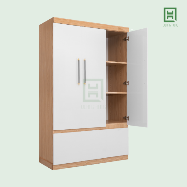 E3CM2HA-AT&A12 (2) Tủ Quần Áo Nhựa Ecoplast 3 Cánh Mở + 2 Hộc Âm