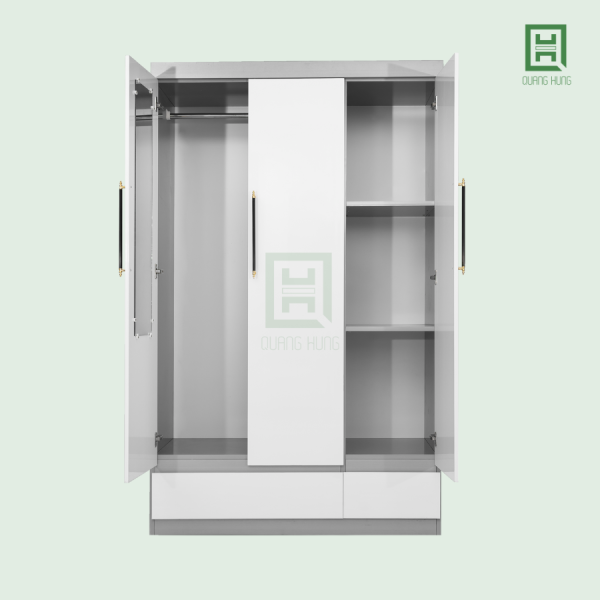 E3CM2HA-AT&S8 (5) Tủ Quần Áo Nhựa Ecoplast 3 Cánh Mở + 2 Hộc Âm