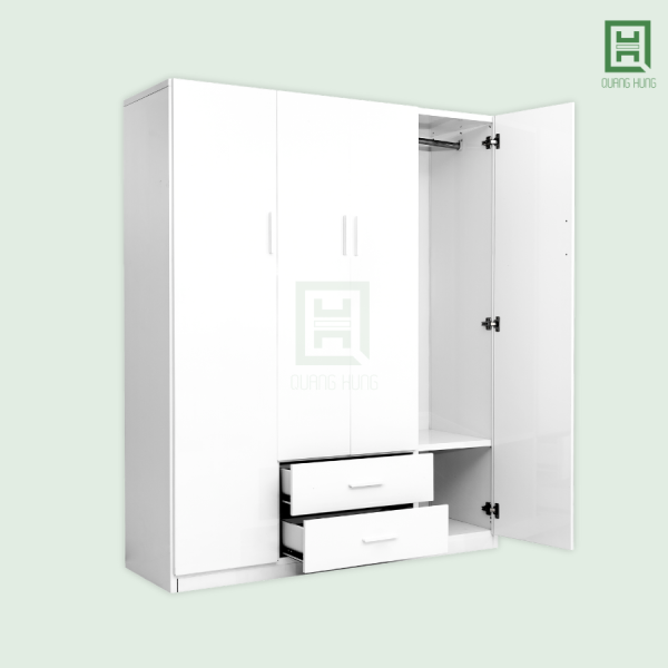 Tủ Quần Áo Nhựa Đài Loan 4 Cánh Mở + 2 Hộc Kéo Giữa