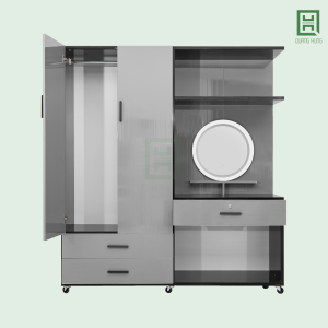 DL2CM3HBTD (1) Tủ Quần Áo Nhựa Đài Loan 2 Cánh Mở + 3 Hộc Kéo + Bàn Trang Điểm