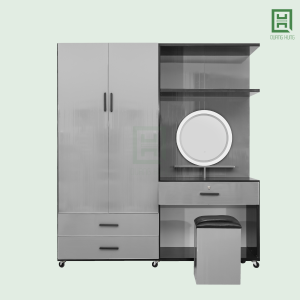 DL2CM3HBTD (3) Tủ Quần Áo Nhựa Đài Loan Quang Hùng 2 Cánh Mở + 3 Hộc Kéo + Bàn Trang Điểm