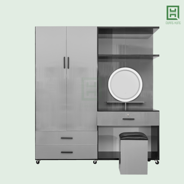 DL2CM3HBTD (3) Tủ Quần Áo Nhựa Đài Loan Quang Hùng 2 Cánh Mở + 3 Hộc Kéo + Bàn Trang Điểm