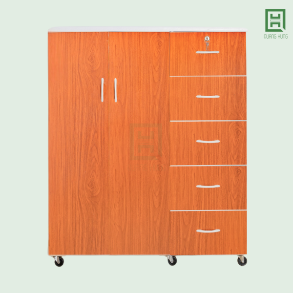 DL2CM5H-GD Tủ Quần Áo Nhựa Đài Loan 2 Cánh Mở + 5 Hộc Kéo