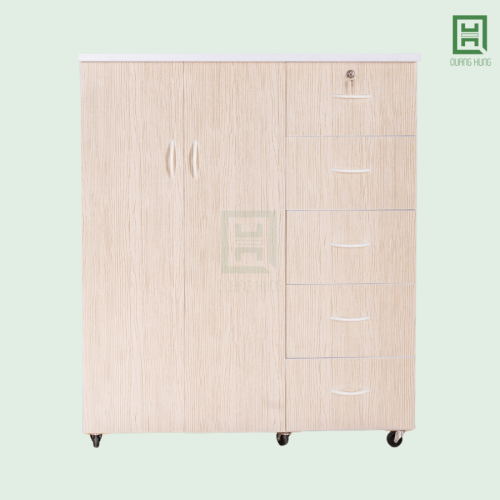 Tủ Quần Áo Nhựa Đài Loan Quang Hùng 2 Cánh Mở + 5 Hộc Kéo