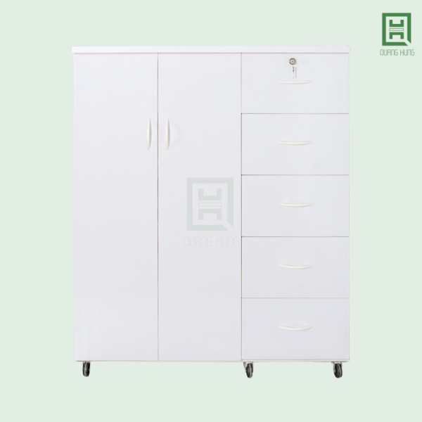 DL2CM5H-T Tủ Quần Áo Nhựa Đài Loan 2 Cánh Mở + 5 Hộc Kéo