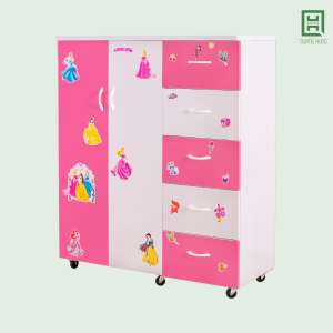 DL2CM5H-TH (2) Tủ Quần Áo Nhựa Đài Loan 2 Cánh Mở + 5 Hộc Kéo