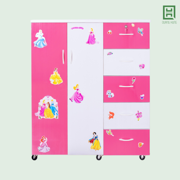 DL2CM5H-TH Tủ Quần Áo Nhựa Đài Loan 2 Cánh Mở + 5 Hộc Kéo