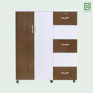 DL2CM5H-TS Tủ Quần Áo Nhựa Đài Loan 2 Cánh Mở + 5 Hộc Kéo