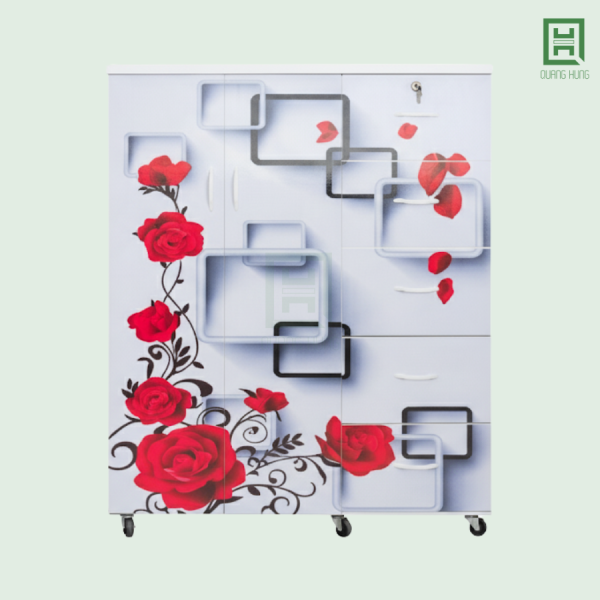 Tủ Quần Áo Nhựa Đài Loan 2 Cánh Mở + 5 Hộc Kéo In 3D