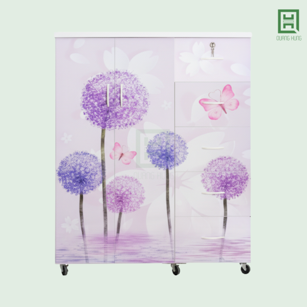 Tủ Quần Áo Nhựa Đài Loan 2 Cánh Mở + 5 Hộc Kéo In 3D