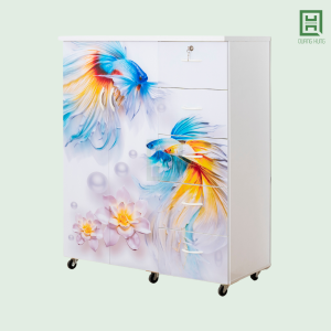 Tủ Quần Áo Nhựa Đài Loan 2 Cánh Mở + 5 Hộc Kéo In 3D
