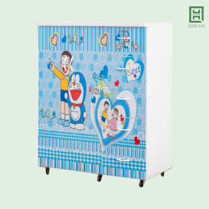 Tủ Quần Áo Nhựa Đài Loan 2 Cánh Mở + 5 Hộc Kéo In 3D