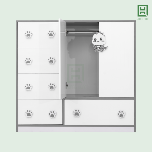 DL2CM5HB (2) Tủ Quần Áo Nhựa Đài Loan Baby 2 Cánh Mở + 5 Hộc Kéo