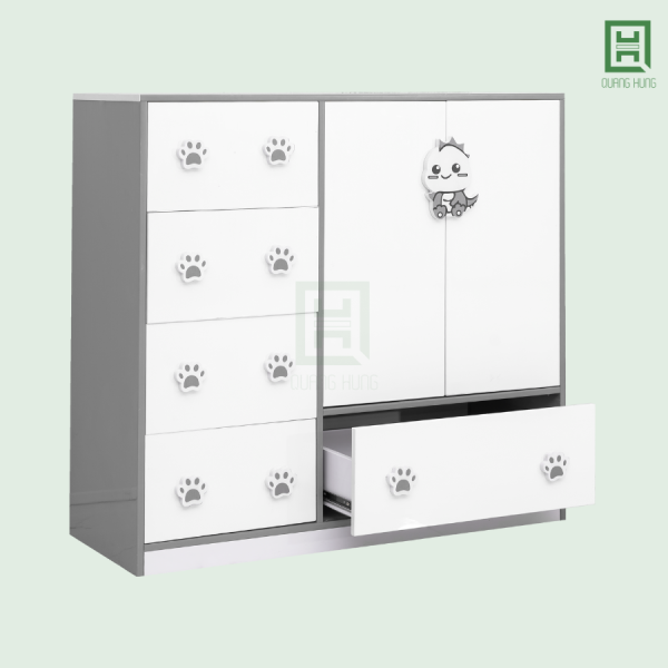 DL2CM5HB (3) Tủ Quần Áo Nhựa Đài Loan Baby 2 Cánh Mở + 5 Hộc Kéo