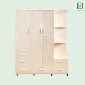 DL3C6HKTT (1) Tủ Quần Áo Nhựa Đài Loan 3 Cánh Mở + 6 Hộc Kéo + Kệ Trang Trí