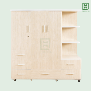 DL3C6HKTT (3) Tủ Quần Áo Nhựa Đài Loan 3 Cánh Mở + 6 Hộc Kéo + Kệ Trang Trí