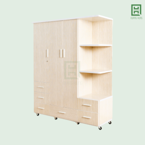 DL3C6HKTT (4) Tủ Quần Áo Nhựa Đài Loan 3 Cánh Mở + 6 Hộc Kéo + Kệ Trang Trí