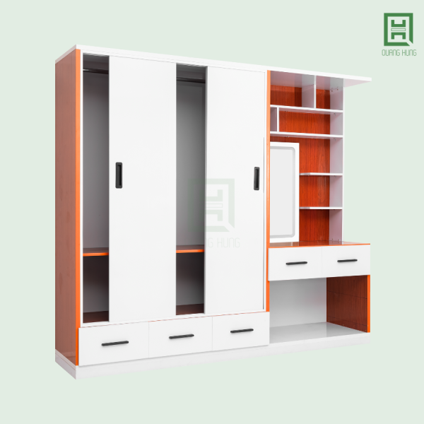 DL3CL5HBTD (3) Tủ Quần Áo Nhựa Đài Loan 3 Cánh Lùa + 5 Hộc Kéo + Bàn Trang Điểm