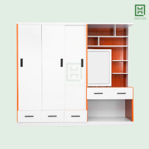 DL3CL5HBTD Tủ Quần Áo Nhựa Ecoplast Khung Nhôm Cánh Kính Có Kệ Trang Trí