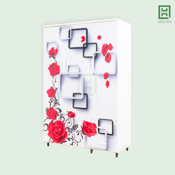 Tủ Quần Áo Nhựa Đài Loan 3 Cánh Mở + 2 Hộc Kéo In 3D
