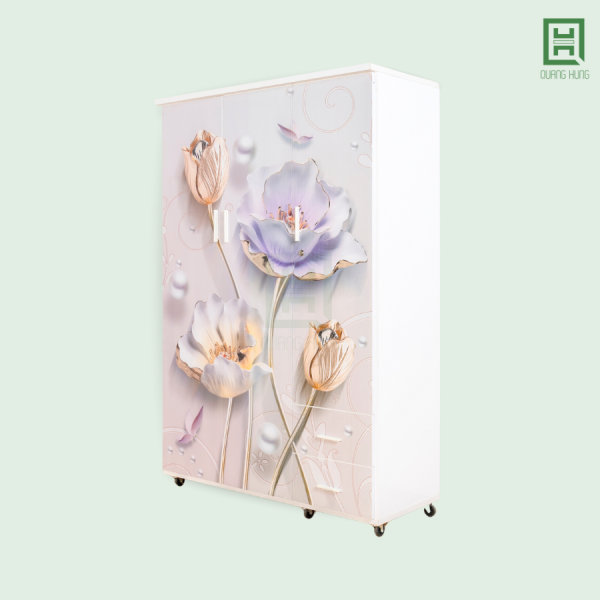 Tủ Quần Áo Nhựa Đài Loan 3 Cánh Mở + 2 Hộc Kéo In 3D