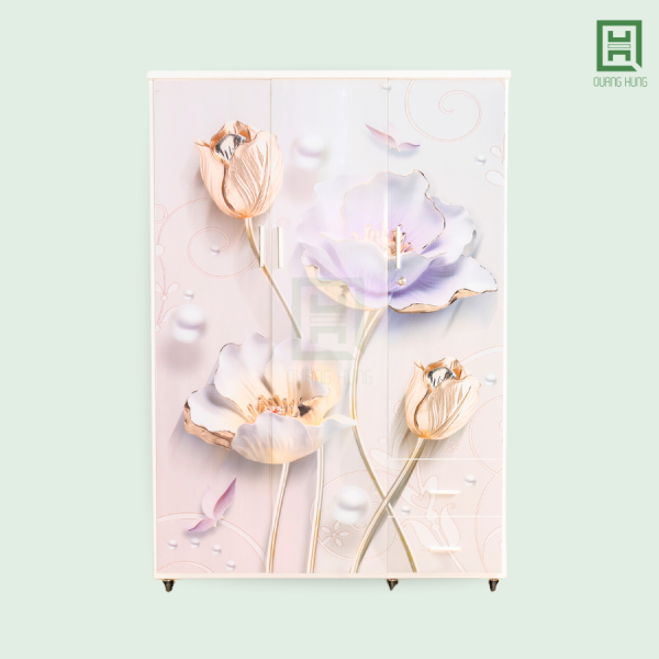 Tủ Quần Áo Nhựa Đài Loan 3 Cánh Mở + 2 Hộc Kéo In 3D