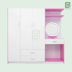 DL3CM3HBTD (1) Tủ Quần Áo Nhựa Đài Loan Quang Hùng 3 Cánh Mở + 3 Hộc Kéo + Bàn Trang Điểm