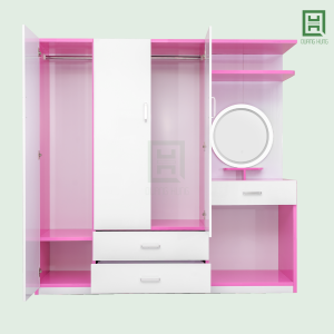 DL3CM3HBTD (2) Tủ Quần Áo Nhựa Đài Loan 3 Cánh Mở + 3 Hộc Kéo + Bàn Trang Điểm