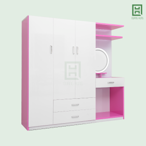 DL3CM3HBTD (3) Tủ Quần Áo Nhựa Đài Loan 3 Cánh Mở + 3 Hộc Kéo + Bàn Trang Điểm