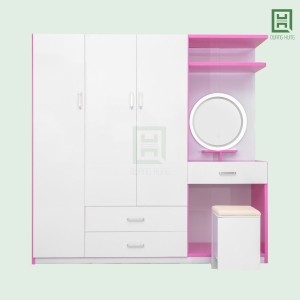 DL3CM3HBTD (4) Tủ Quần Áo Nhựa Đài Loan 3 Cánh Mở + 3 Hộc Kéo + Bàn Trang Điểm