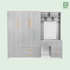 DL3CM3HBTD-TN14 (1) Tủ Quần Áo Nhựa Đài Loan Quang Hùng 3 Cánh Mở + 6 Hộc Kéo + Bàn Trang Điểm