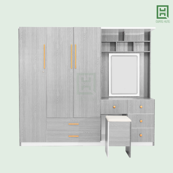 DL3CM3HBTD-TN14 (3) Tủ Quần Áo Nhựa Đài Loan 3 Cánh Mở + 6 Hộc Kéo + Bàn Trang Điểm