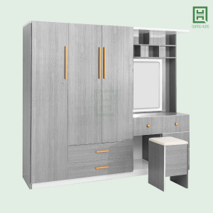 DL3CM3HBTD-TN14 (5) Tủ Quần Áo Nhựa Đài Loan 3 Cánh Mở + 6 Hộc Kéo + Bàn Trang Điểm