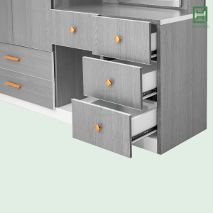 DL3CM3HBTD-TN14 (6) Tủ Quần Áo Nhựa Đài Loan 3 Cánh Mở + 6 Hộc Kéo + Bàn Trang Điểm