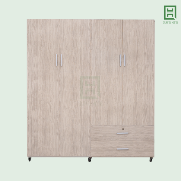 DL4C2HP-K (1) Tủ Quần Áo Nhựa Đài Loan 4 Cánh Mở + 2 Hộc Kéo