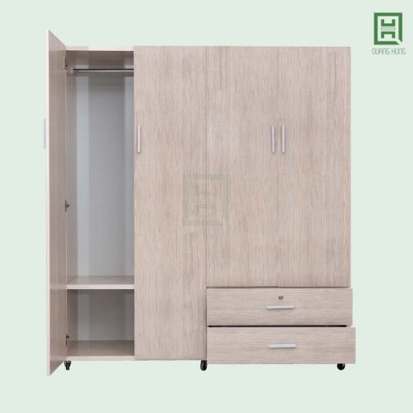 DL4C2HP-K (2) Tủ Quần Áo Nhựa Đài Loan 4 Cánh Mở + 2 Hộc Kéo