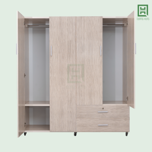 DL4C2HP-K (3) Tủ Quần Áo Nhựa Đài Loan 4 Cánh Mở + 2 Hộc Kéo
