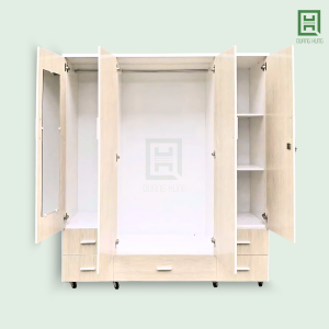 DL4CM5H-K (2) Tủ Quần Áo Nhựa Đài Loan 4 Cánh Mở + 5 Hộc Kéo