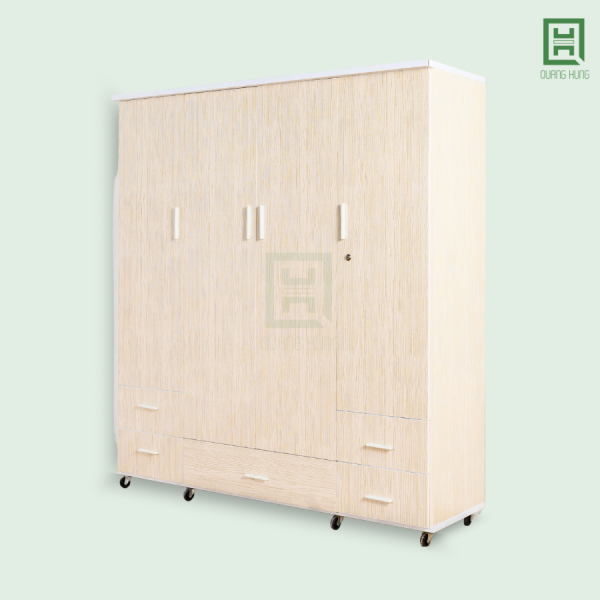 DL4CM5H-K (3) Tủ Quần Áo Nhựa Đài Loan 4 Cánh Mở + 5 Hộc Kéo