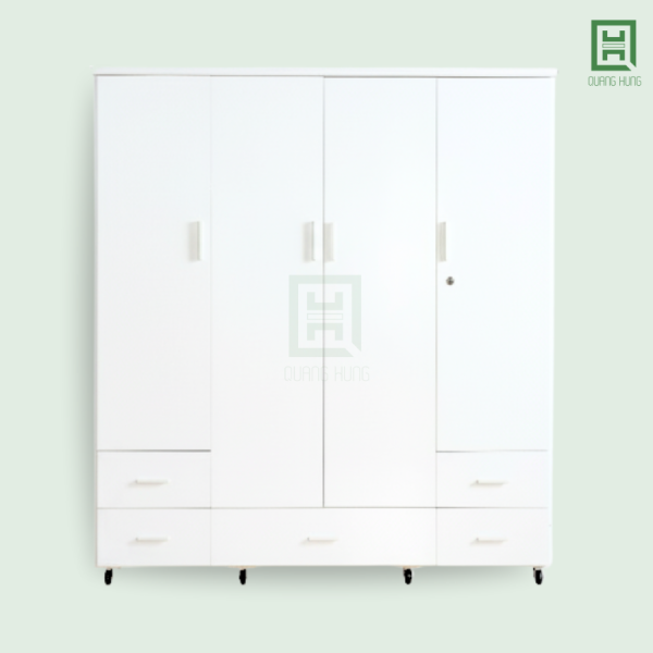 DL4CM5H-T (1) Tủ Quần Áo Nhựa Đài Loan 4 Cánh Mở + 5 Hộc Kéo