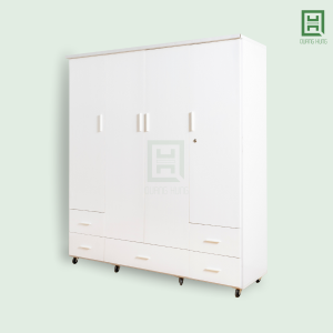 DL4CM5H-T (2) Tủ Quần Áo Nhựa Đài Loan 4 Cánh Mở + 5 Hộc Kéo