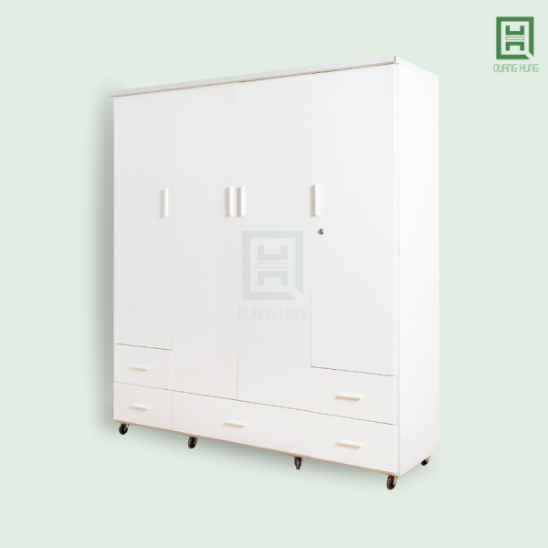 DL4CM5H-T (2) Tủ Quần Áo Nhựa Đài Loan 4 Cánh Mở + 5 Hộc Kéo
