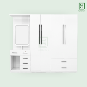 DL4CM7HBTD (1) Tủ Quần Áo Nhựa Đài Loan Quang Hùng 4 Cánh Mở + 7 Hộc Kéo + Bàn Trang Điểm