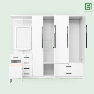DL4CM7HBTD (3) Tủ Quần Áo Nhựa Đài Loan 4 Cánh Mở + 7 Hộc Kéo + Bàn Trang Điểm