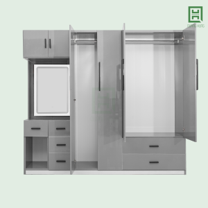 Tủ Quần Áo Nhựa Đài Loan 6 Cánh Mở + 6 Hộc Kéo + Bàn Trang Điểm