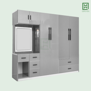 Tủ Quần Áo Nhựa Đài Loan 6 Cánh Mở + 6 Hộc Kéo + Bàn Trang Điểm