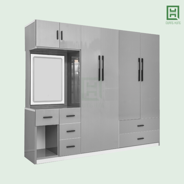 Tủ Quần Áo Nhựa Đài Loan 6 Cánh Mở + 6 Hộc Kéo + Bàn Trang Điểm